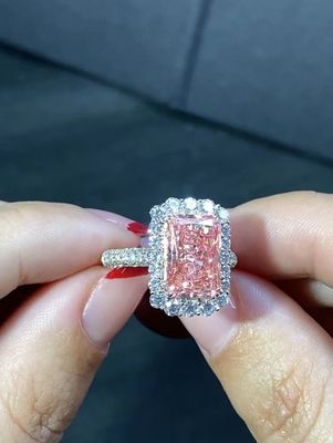 4.56ct laboratorium Diamond Jewelry Pink Radiant Cut Diamond Ring