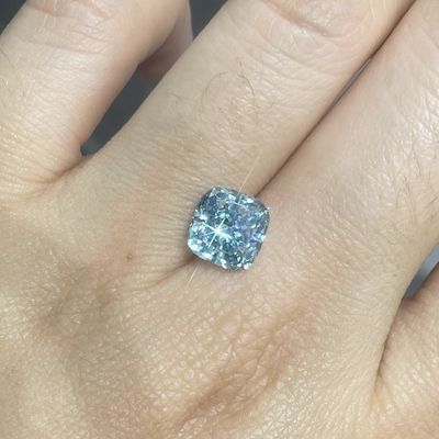 Buitensporig Intens Blauw Kunstmatig CVD Gekleurd Diamond Cushion Shape 3+ct