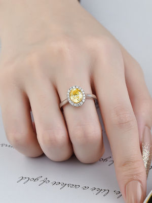 Het hoge Laboratorium Diamond Wedding Ring Engagement Ring van Duidelijkheids Buitensporige Diamond Rings Yellow Oval Cut