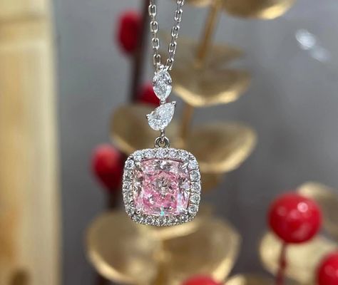 1.63ct het roze Laboratorium van de Kussenbesnoeiing VERSUS het Witgoud van Diamond Necklace 18k past de Dienst aan