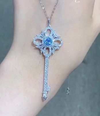 IGI Lab Groeide Diamant Juwelen Blauw Ronde 18k Wit Goud Verloving 1,05 karaat