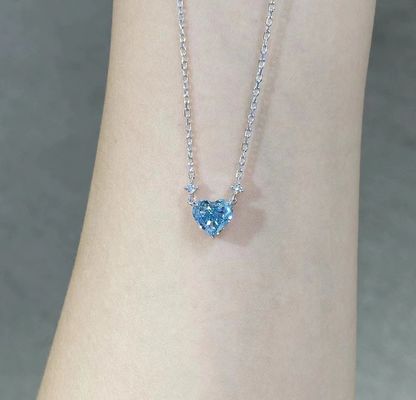 1.51ct Lab Diamant Juwelen Synthetische Cvd Blauwe Hart Snij Hanger 18k Wit Goud
