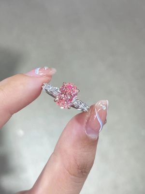 2.5ct Fancy Pink Lab Created Diamant Verlovingsring 18K Witgoud Bruidsring