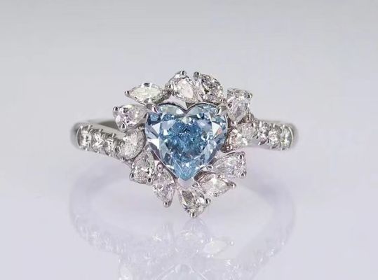 Laboratorium Diamant Juwelen verlovingsring trouwring blauw hart diamant losse synthetische diamanten