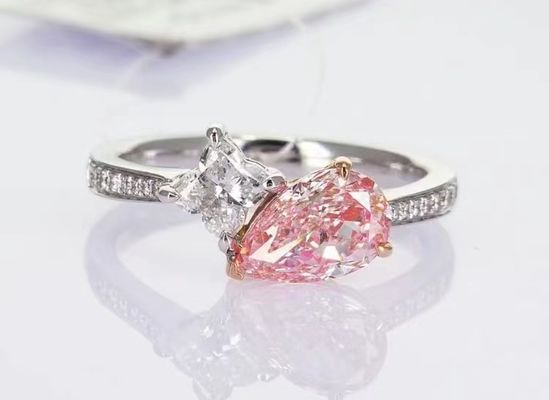 Verlovingsring trouwring diamant ring lab gemaakt gekleurde diamanten peer vier blad klaver gesneden