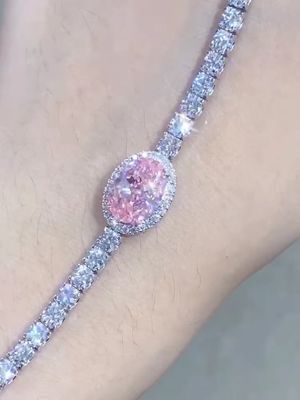 2.87ct Roze Diamant Tennis Armband Oval gesneden los Synthetische Diamanten