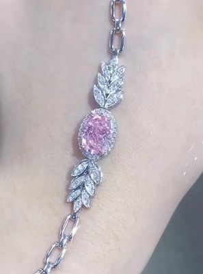 Oval gesneden synthetische diamanten tennisarmband 2,72ct roze diamantenarmband Oval vorm