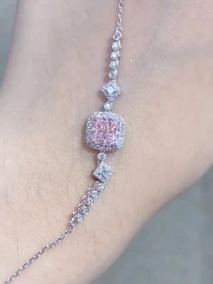 Cushion Cut Lab Created Diamant Armband Roze Fancy Diamant Kleur 1.52ct