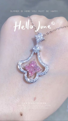 Vierblaadje klaver lelie Lab gesneden gegroeide diamanten hangertjes Fancy Pink 2.93ct