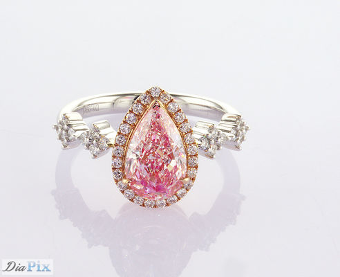 2.31ct Pear Cut Fancy Pink Lab Grown Diamond Halo Ring IGI Gecertificeerd Voor Vrouwen Bruiloft