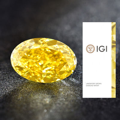 Lab Created Yellow Diamonds 1.00ct Fancy Vivid Yellow VS1 Ovale vorm HPHT