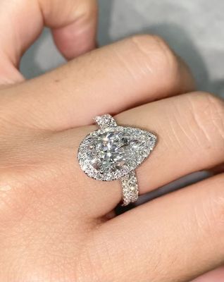 Dubbele banden Peer Diamanten Ring Verloving Huwelijk Lab Groeide Diamanten Ringen