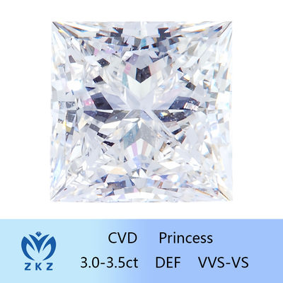 De losse van Diamantcvd Laboratorium Gekweekte Kleurloze Synthetische Diamond With IGI Certificatie van de PrinsesShape 3ct~3.4ct