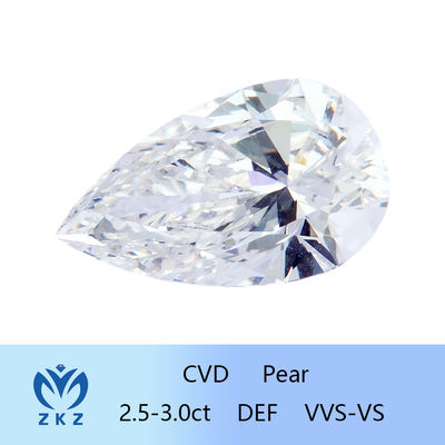 2.5ct-3ct Synthetisch als gegroeid CVD Lab gegroeid Diamant losse peer gesneden diamant