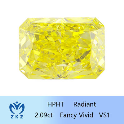 HPHT Buitensporig Levendig Geel Gediplomeerd Diamond Man Made Radiant Cut 2.09ct IGI
