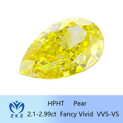 10 Mohs Loose Pear Cut Lab Gecreëerde Gele Diamant 2,1ct Tot 2,99ct