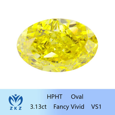 Van het Laboratorium Gele Synthetische Diamond Oval Modified 3ct van HPHT Losse Buitensporige Levendig