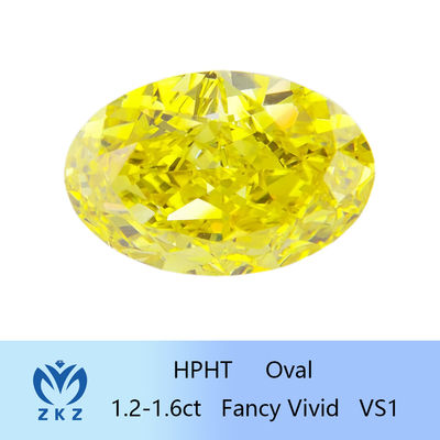 Oval gesneden HPHT Lab Created Yellow Diamond 1.2ct-1.6ct IGI Certificaat