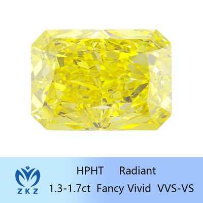 Radiant Shape HPHT Lab Grown Yellow Diamond 1.3ct-1.7ct IGI gecertificeerd