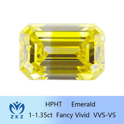 HPHT smaragd gesneden man gemaakt gele lab diamanten 1ct-1.35ct voor ringen