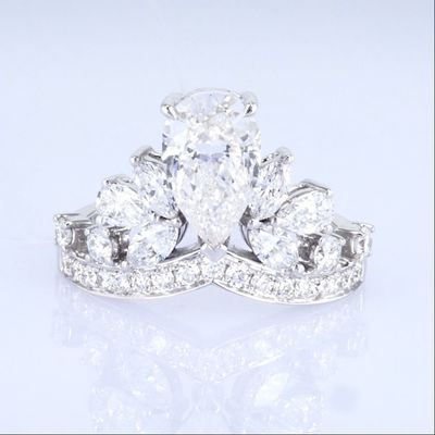 18k Crown Style Lab Groeide Diamanten Ring Mooie Vrouwen Prinses Design Witte Lab Groeide Diamanten Ring