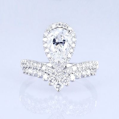 18k Peer Shape Full Diamonds Vrouwen Ring Lab Groeide Diamant Ring Prinses Design Luxe Design