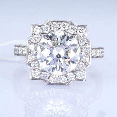 18k Cool Design Ring 3ct Wit Lab-Grown Diamond Ring Ronde vorm Synthetische Diamant Ring