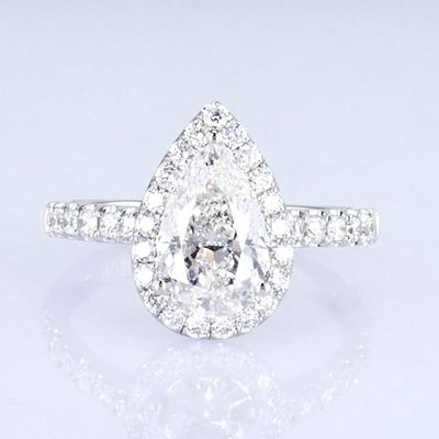 18k Peer Rond Volle Diamanten Vrouwen Ring Witte Lab Groeide Diamant Ring Prachtig Ontwerp Voor Geschenken Voor Feest