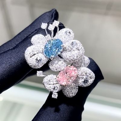 18k ovale vorm twee kleuren stijl ring lab gegroeide roze diamant ring luxe en uitstekend ontwerp voor feest voor banket