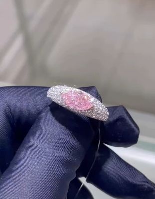 Marquise Lab gegroeide diamant sieraden Roze CVD Diamant Ring 18k Wit Goud slagen de test