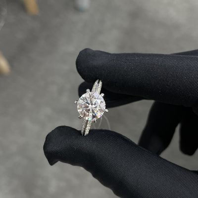 Lab Grown Diamond Rings 3.01ct CVD Wit F VS2 Half Country Stijl Rond