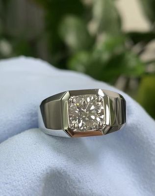 Lab Grown Diamond Man Ring in 18K White Gold E kleur voor verloving en bruiloft