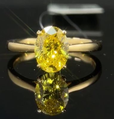 1.59ct Lab Diamant Juwelen Oval gesneden Diamant Ring Fancy Levendige Gele Klassieke Stijl