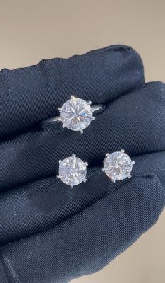 Classic T Six Prongs Lab Grown Diamond Ring Stud Ohrringe Fabriek aanpassing Verbintenis