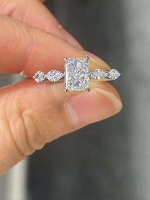Radiant Geslepen 1.04ct Laboratorium Gekweekte Diamanten Ringen IGI Gecertificeerde Platina Verlovingsring PT950